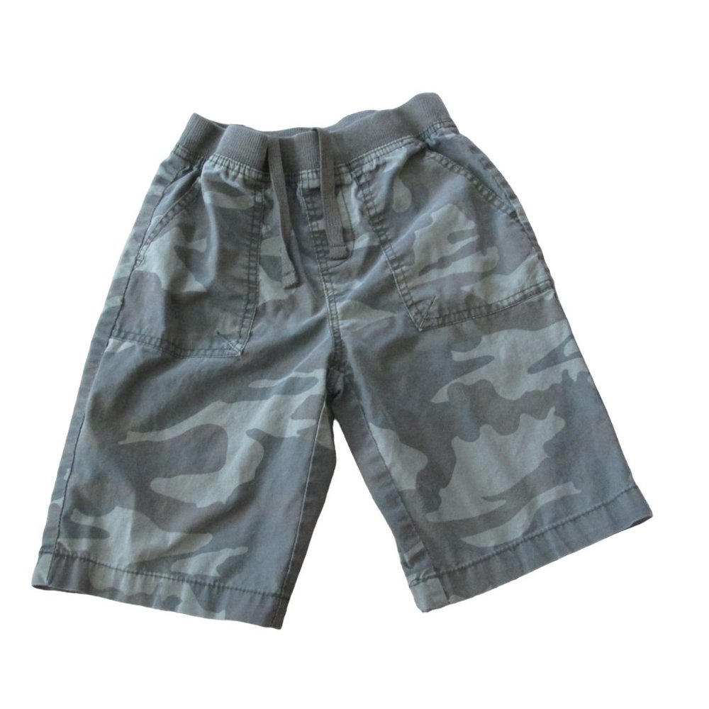Faded Glory Pull On Bermuda Shorts Youth Boys Medium 8 Green Camouflage Elastic